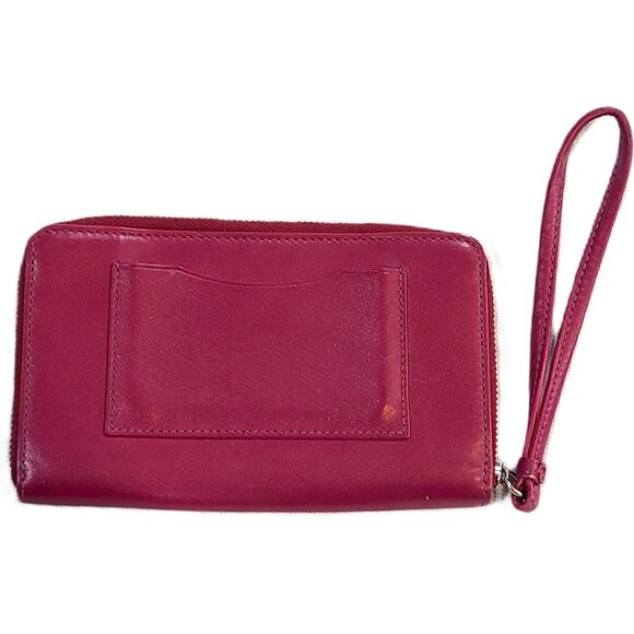 Coach Wristlet Violet Fuchsia Leather Full Zipper Clutch Wallet Coin Purse - Picture 7 of 12